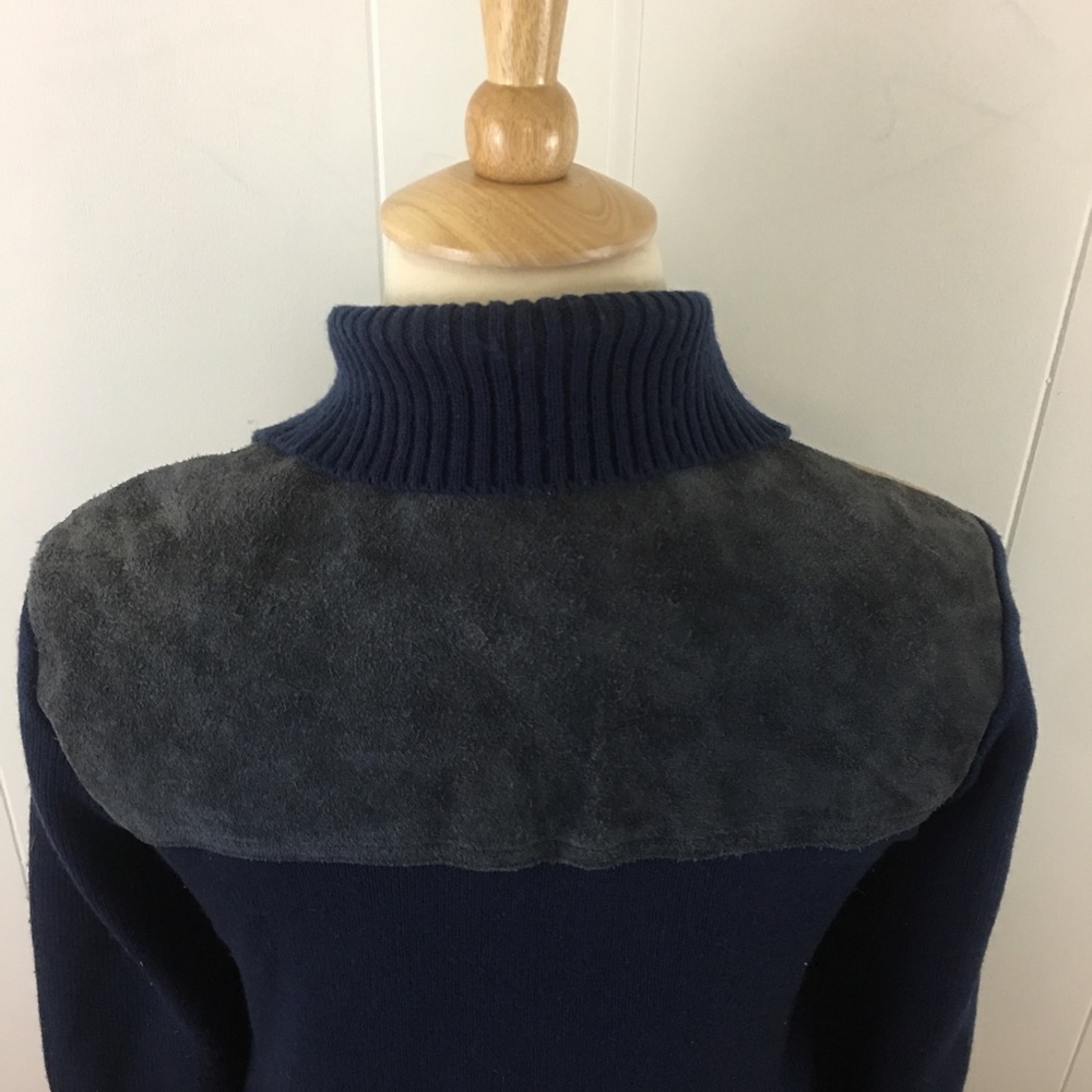 Vintage Unisex Knit Leather Shacket XL Men’s Women’s Zip Up Sweater Jacket - Picture 7 of 10